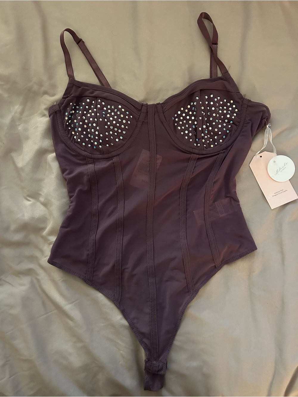 le chateau Dusty Purple Strappy Bodysuit